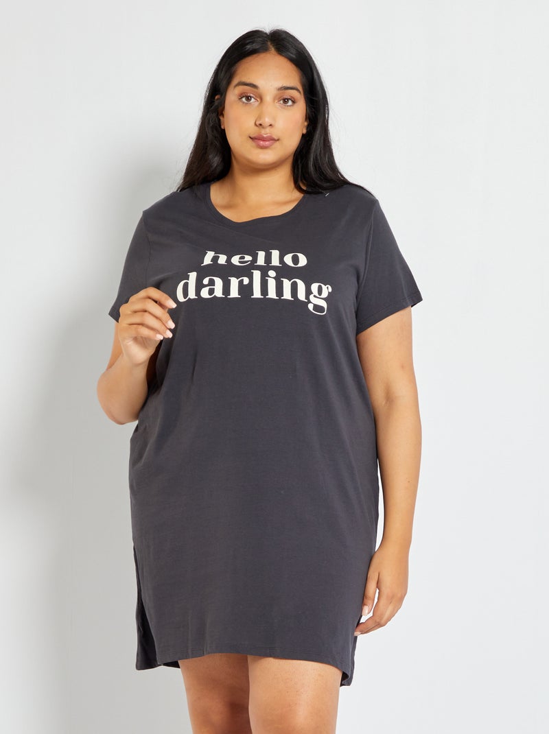 Chemise de nuit imprimée Gris - Kiabi