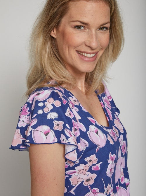 Chemise de nuit imprimée manches courtes - Kiabi