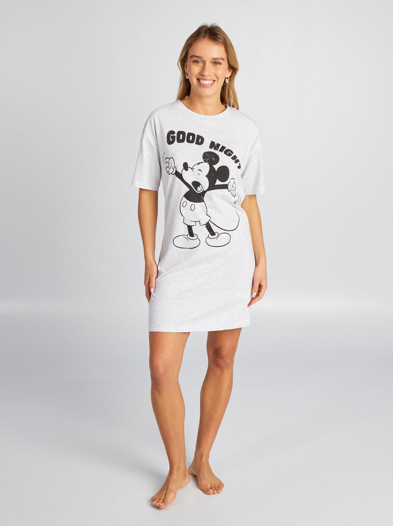 Chemise de nuit imprim?�e 'Mickey' - GRIS - Femme - 4.50�?� - Kiabi