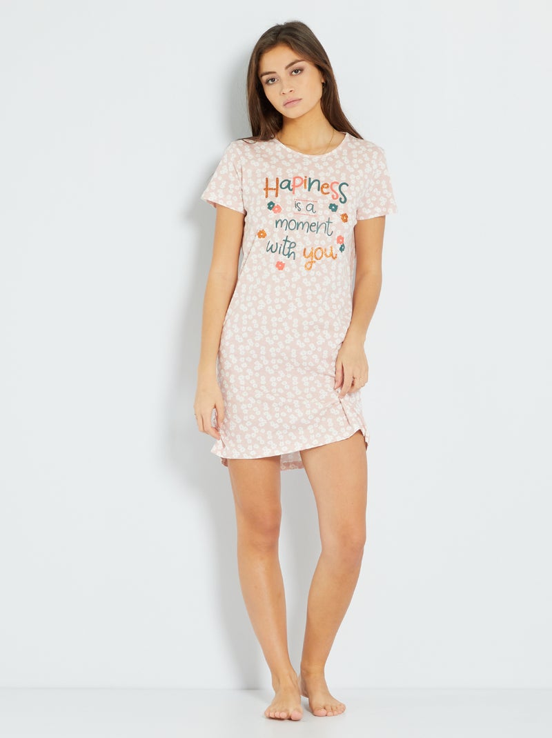 Chemise de nuit imprimée rose - Kiabi