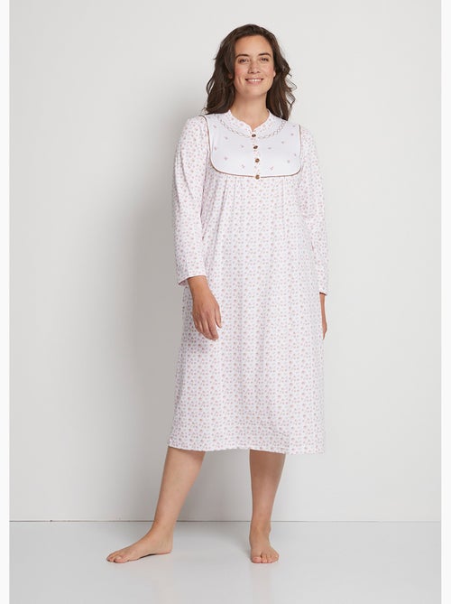 Chemise de nuit interlock boutonnée - Afibel - Kiabi