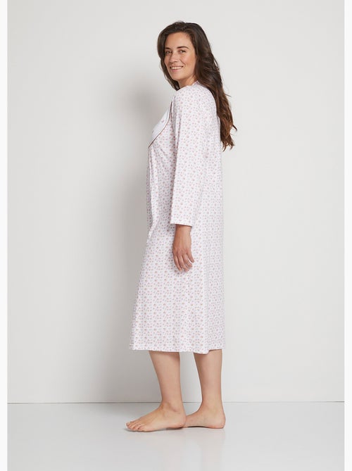 Chemise de nuit interlock boutonnée - Afibel - Kiabi