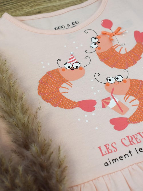 Chemise De Nuit Jersey 'crevette À Paillettes''doo&bo' - Kiabi