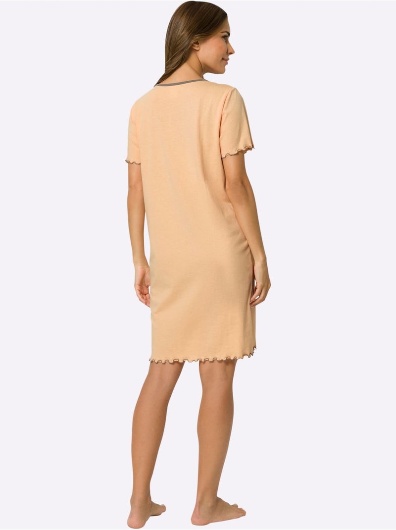Chemise de nuit jersey fin - taille standard - moda vilona Abricot - Kiabi