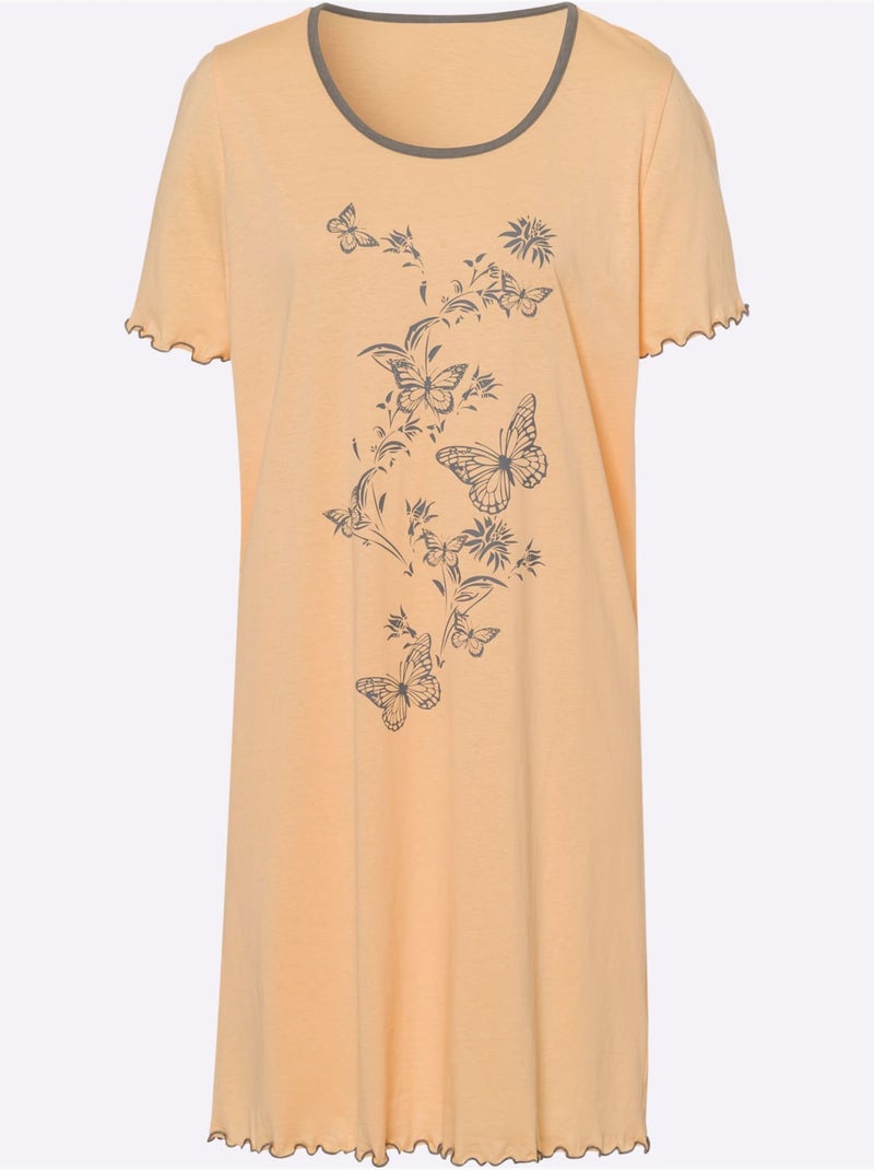Chemise de nuit jersey fin - taille standard - moda vilona Abricot - Kiabi