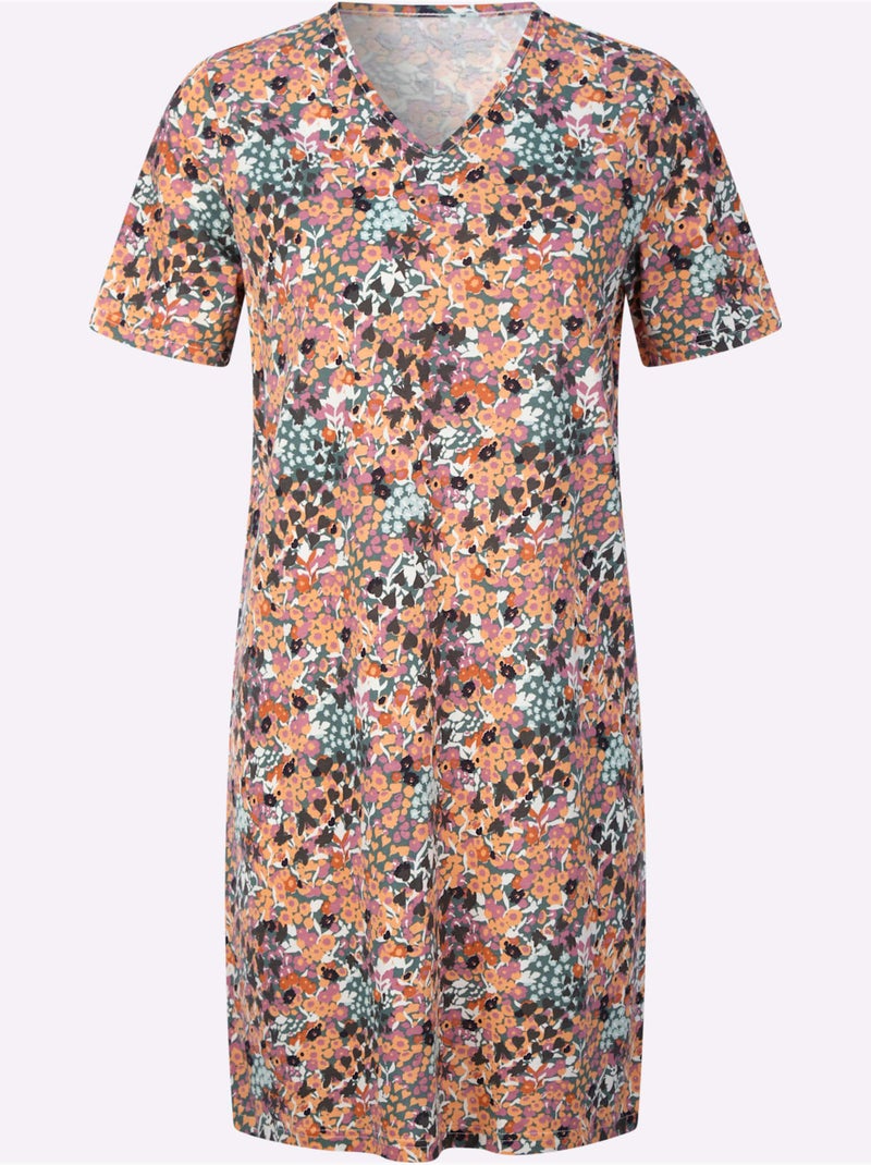 Chemise De Nuit Jersey Fin - Taille Standard - Moda Vilona Abricot - Kiabi