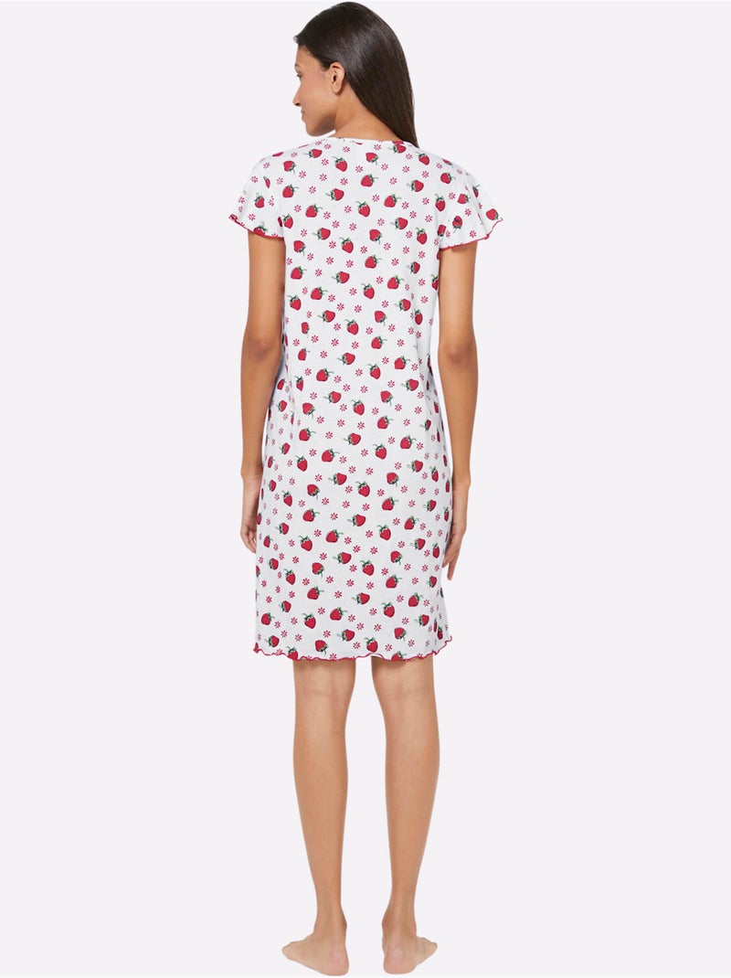 Chemise De Nuit Jersey Fin - Taille Standard - Moda Vilona Blanc - Kiabi