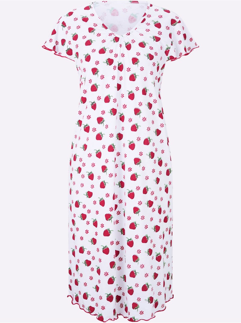 Chemise De Nuit Jersey Fin - Taille Standard - Moda Vilona Blanc - Kiabi