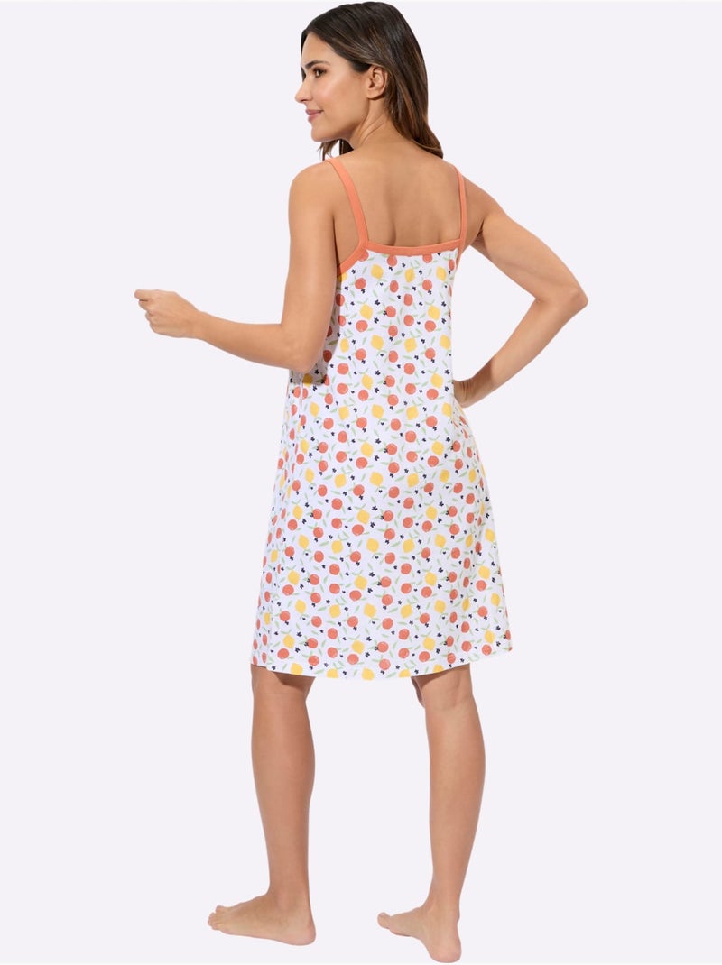 Chemise De Nuit Jersey Fin - Taille Standard - Moda Vilona Blanc - Kiabi