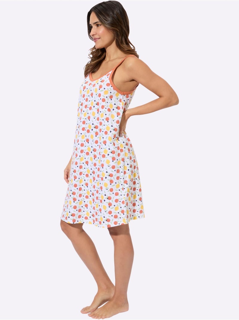 Chemise De Nuit Jersey Fin - Taille Standard - Moda Vilona Blanc - Kiabi