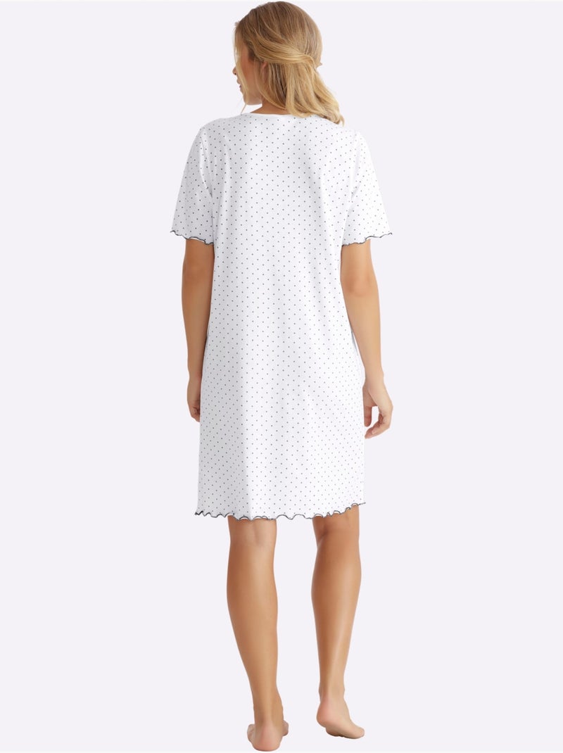Chemise De Nuit Jersey Fin - Taille Standard - Moda Vilona Blanc - Kiabi