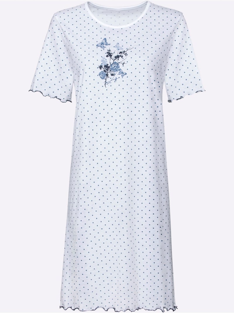 Chemise De Nuit Jersey Fin - Taille Standard - Moda Vilona Blanc - Kiabi