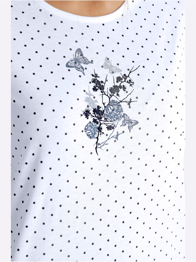 Chemise De Nuit Jersey Fin - Taille Standard - Moda Vilona Blanc - Kiabi