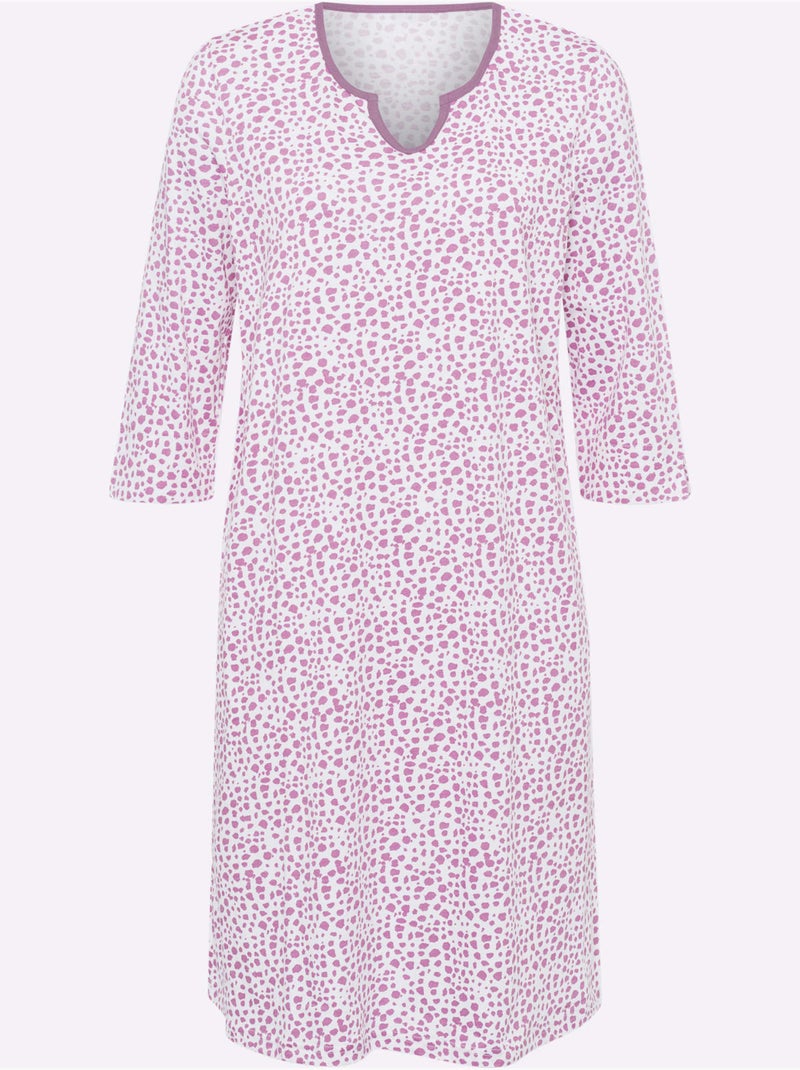 Chemise de nuit jersey fin - taille standard - moda vilona Blanc Rose - Kiabi