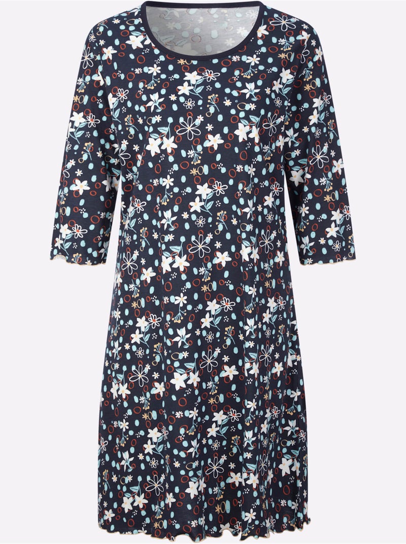 Chemise De Nuit Jersey Fin - Taille Standard - Moda Vilona Bleu marine - Kiabi