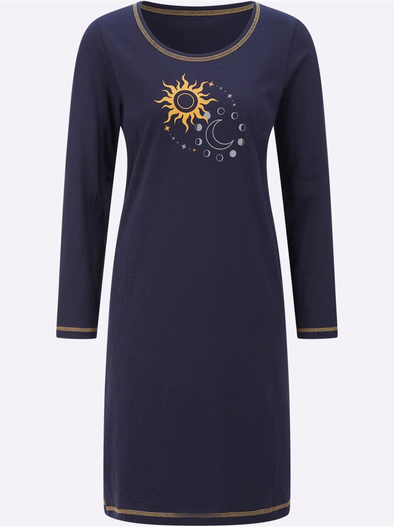 Chemise De Nuit Jersey Fin - Taille Standard - Moda Vilona Bleu marine - Kiabi