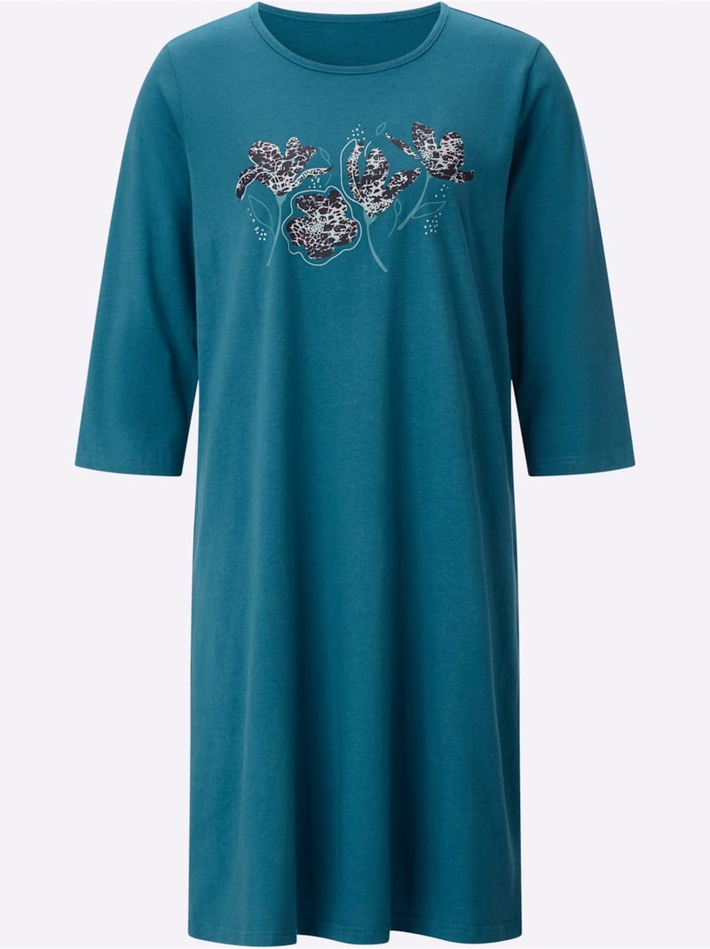 Chemise de nuit jersey fin - taille standard - moda vilona Bleu topaze - Kiabi