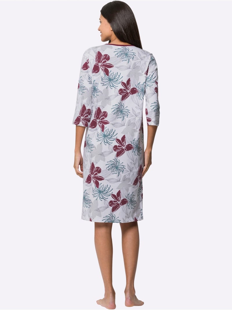 Chemise De Nuit Jersey Fin - Taille Standard - Moda Vilona Bordeaux - Kiabi