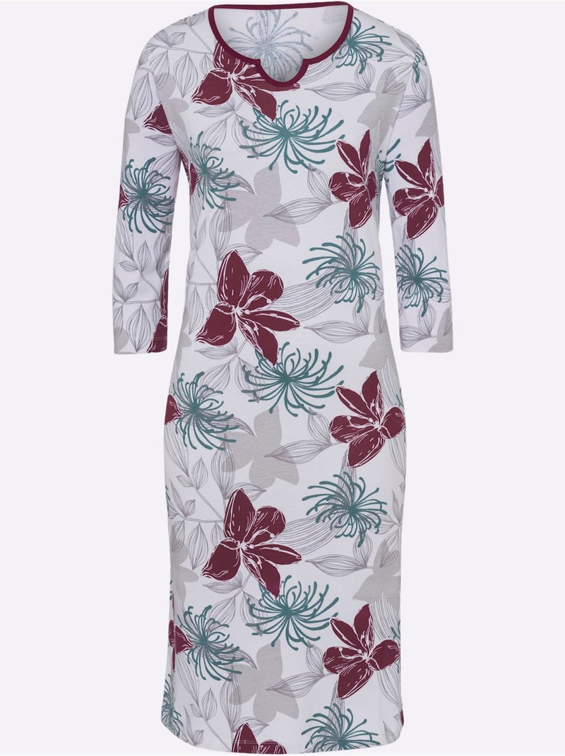 Chemise De Nuit Jersey Fin - Taille Standard - Moda Vilona Bordeaux - Kiabi
