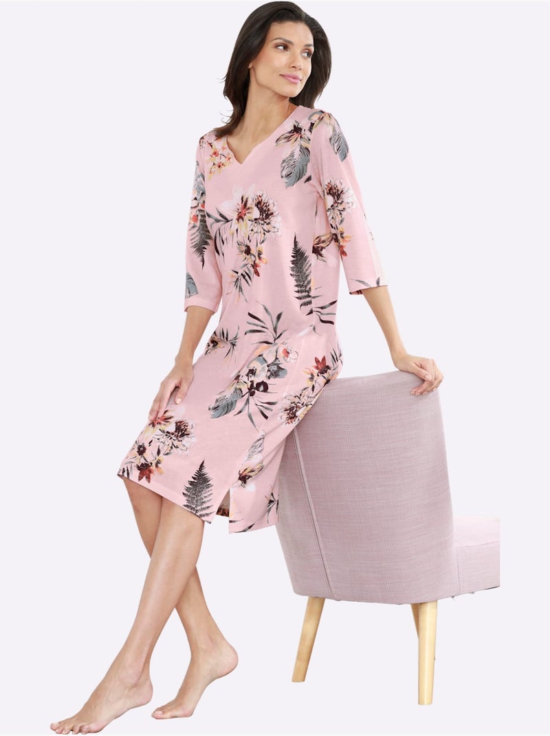 Chemise De Nuit Jersey Fin - Taille Standard - Moda Vilona Rose clair - Kiabi