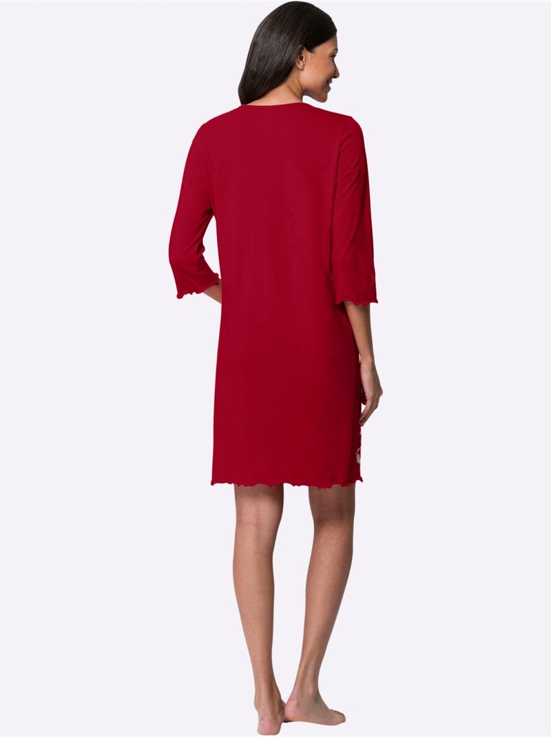 Chemise De Nuit Jersey Fin - Taille Standard - Moda Vilona Rouge - Kiabi