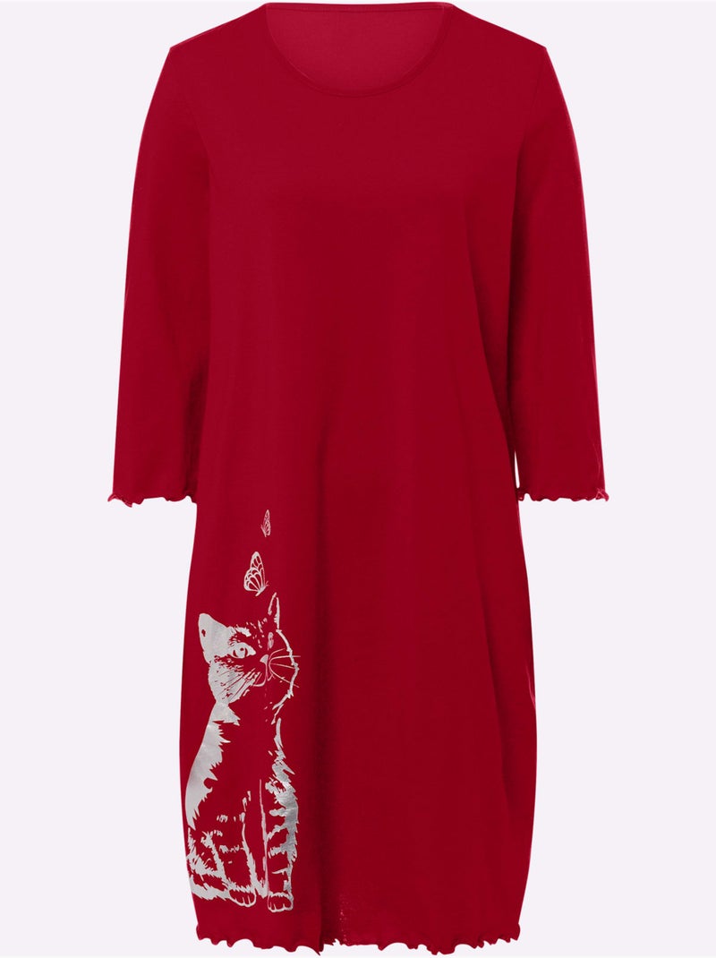 Chemise De Nuit Jersey Fin - Taille Standard - Moda Vilona Rouge - Kiabi