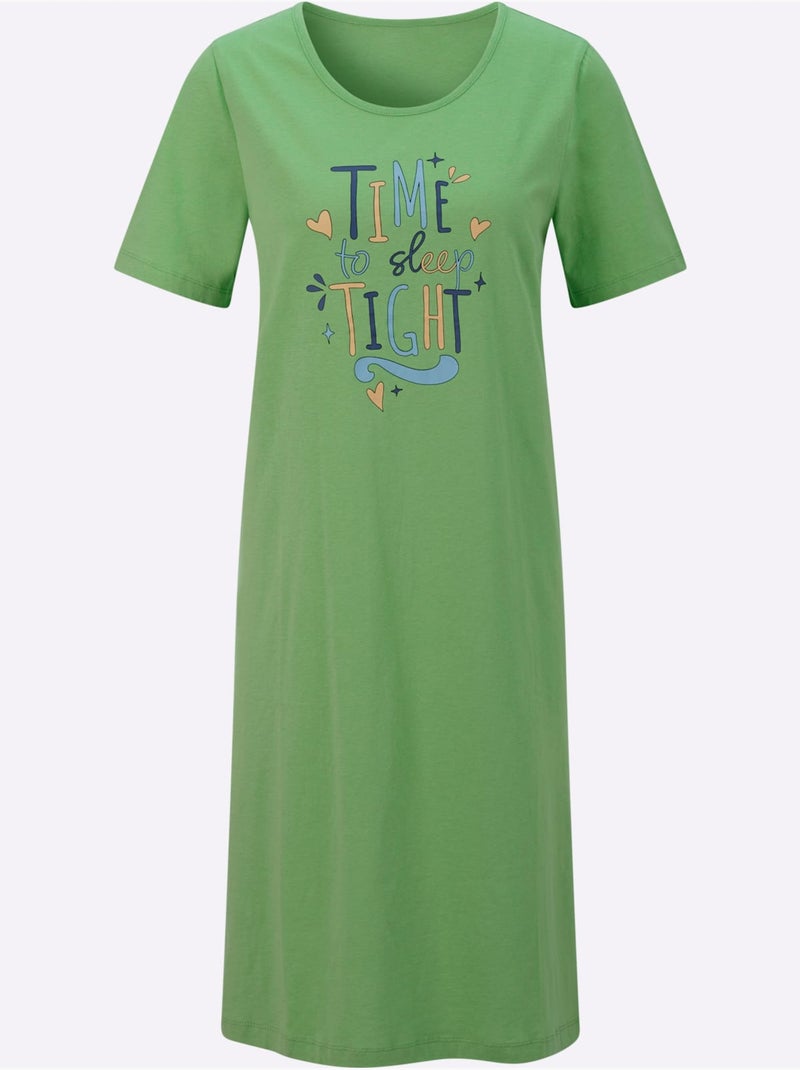 Chemise de nuit jersey fin - taille standard - moda vilona Vert clair - Kiabi