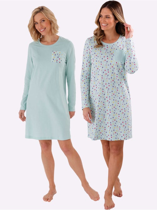 Chemise De Nuit Jersey Fin - Taille Standard - Witt - Lot de 2 - Kiabi