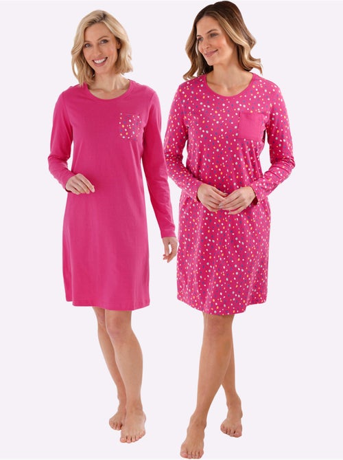 Chemise De Nuit Jersey Fin - Taille Standard - Witt - Lot de 2 - Kiabi