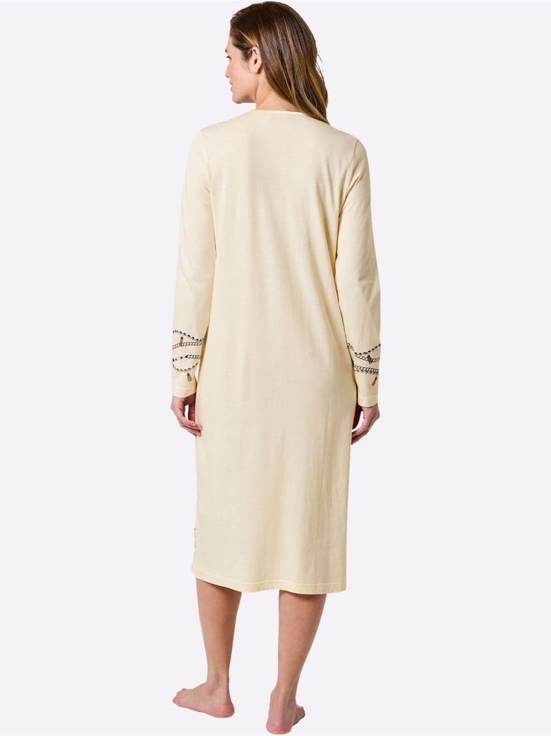 Chemise De Nuit Jersey Fin - Taille Standard - Witt Blanc Bleu - Kiabi