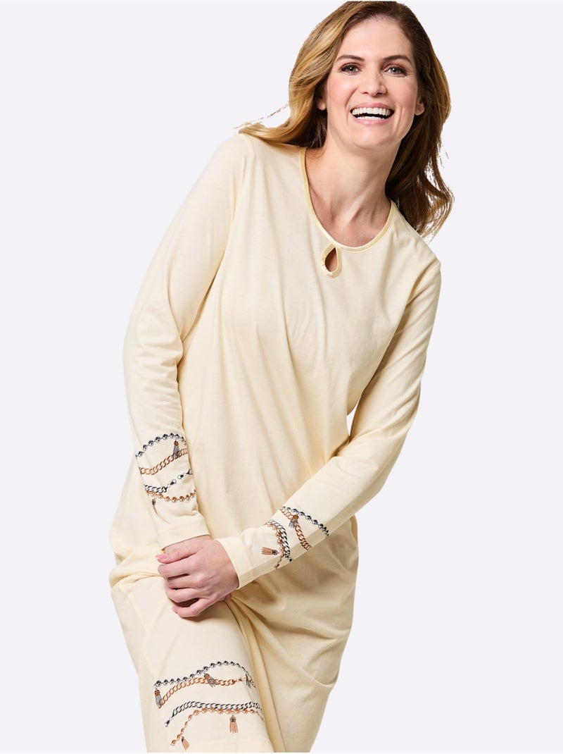 Chemise De Nuit Jersey Fin - Taille Standard - Witt Blanc Bleu - Kiabi