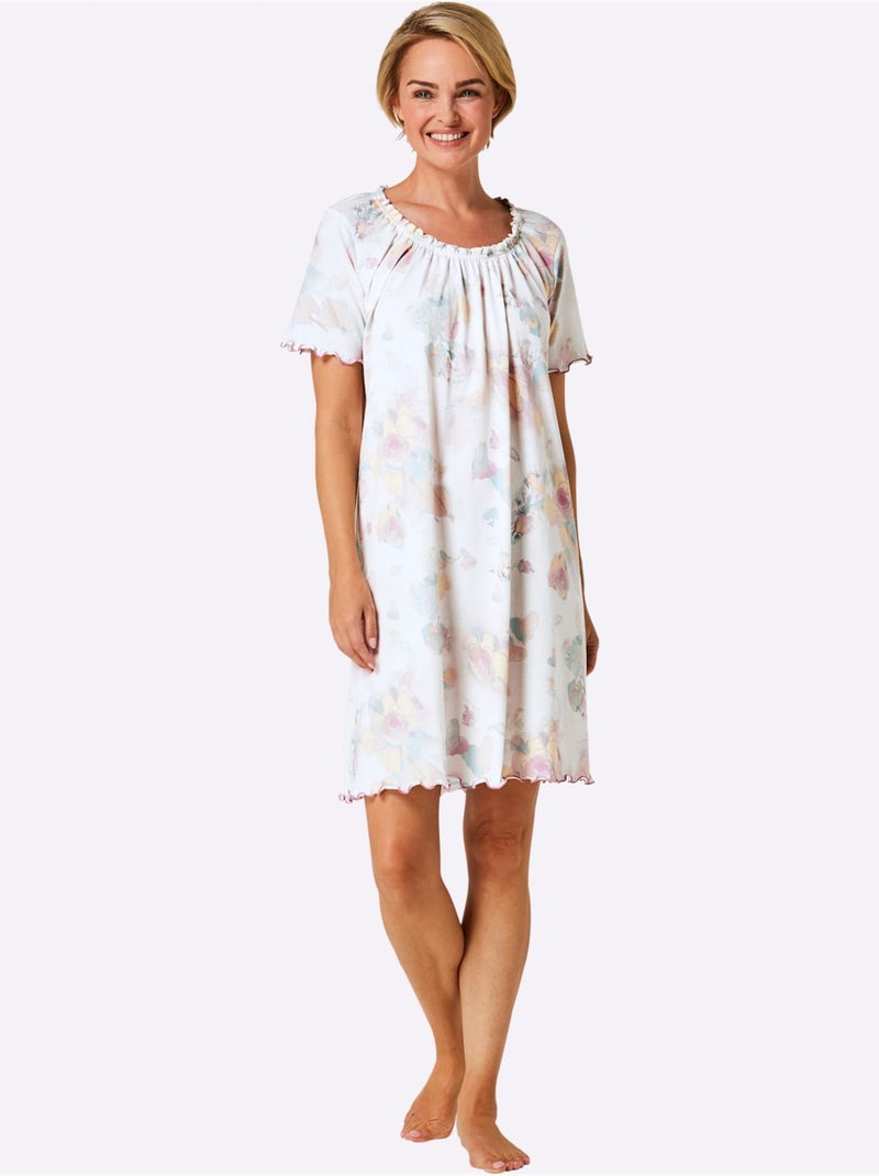 Chemise De Nuit Jersey Fin - Taille Standard - Witt Blanc Vert - Kiabi