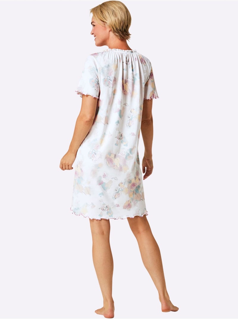 Chemise De Nuit Jersey Fin - Taille Standard - Witt Blanc Vert - Kiabi