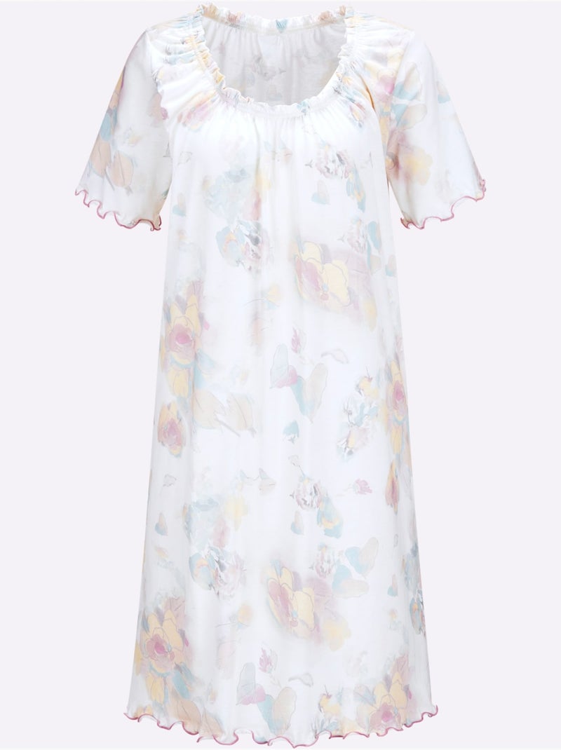 Chemise De Nuit Jersey Fin - Taille Standard - Witt Blanc Vert - Kiabi