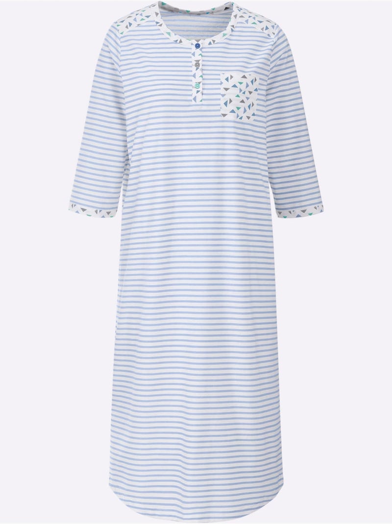 Chemise de nuit jersey fin - taille standard - witt Bleu ciel - Kiabi