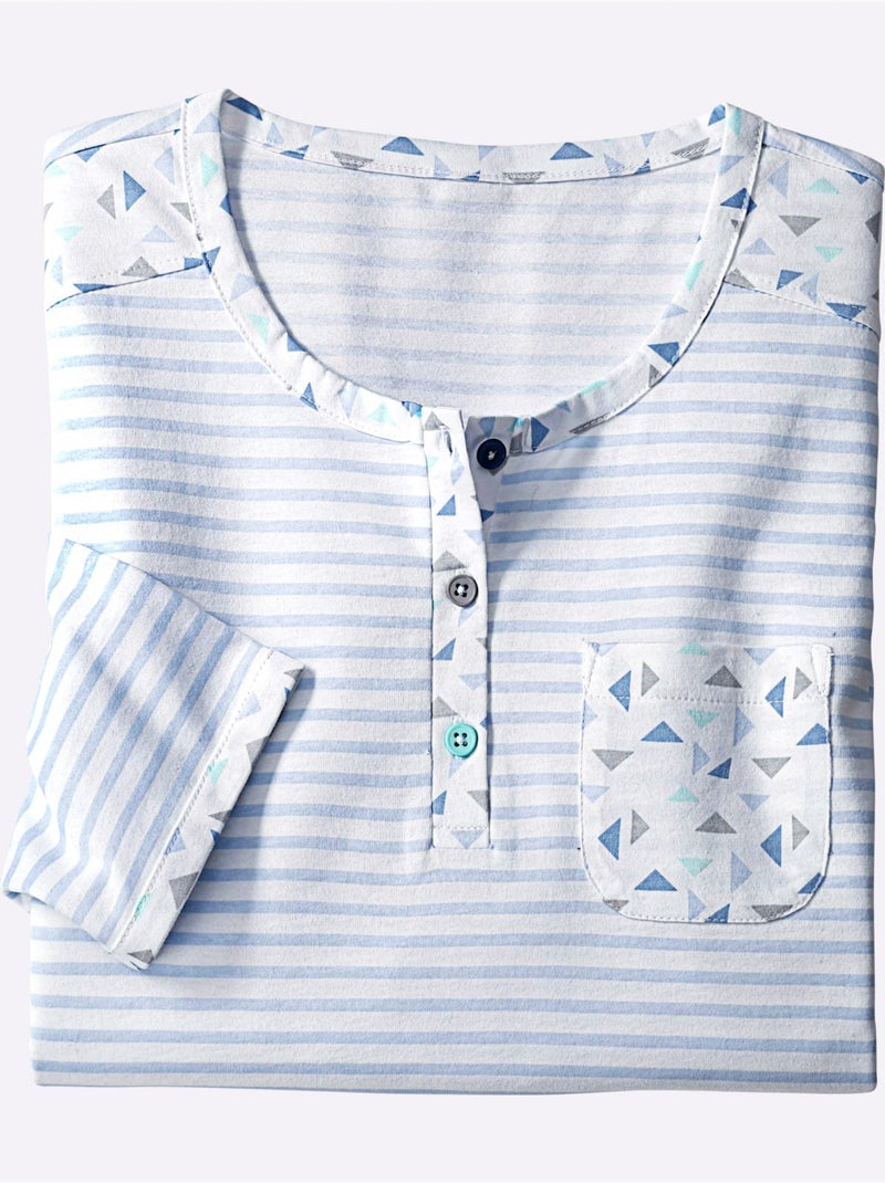 Chemise de nuit jersey fin - taille standard - witt Bleu ciel - Kiabi