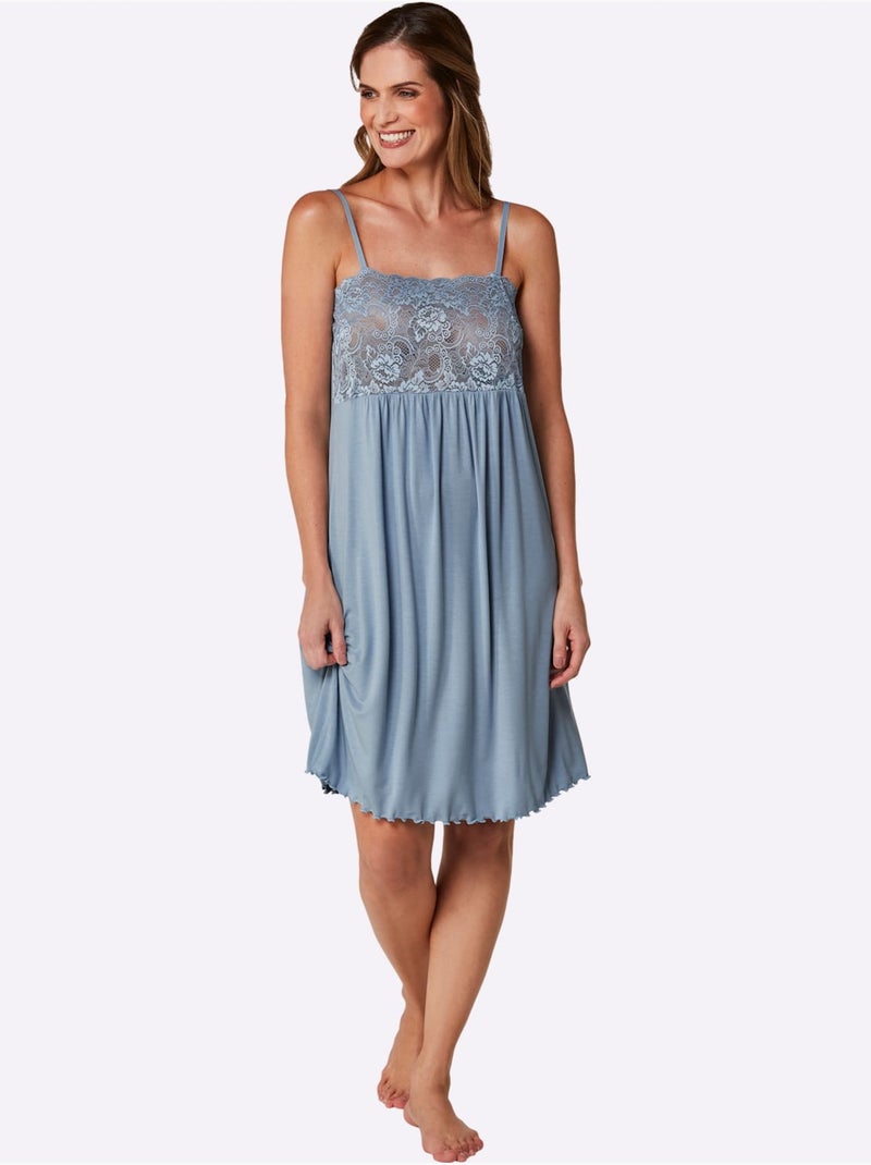 Chemise De Nuit Jersey Fin - Taille Standard - Witt Bleu - Kiabi