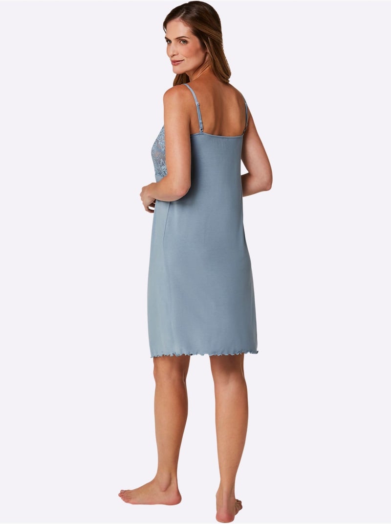 Chemise De Nuit Jersey Fin - Taille Standard - Witt Bleu - Kiabi