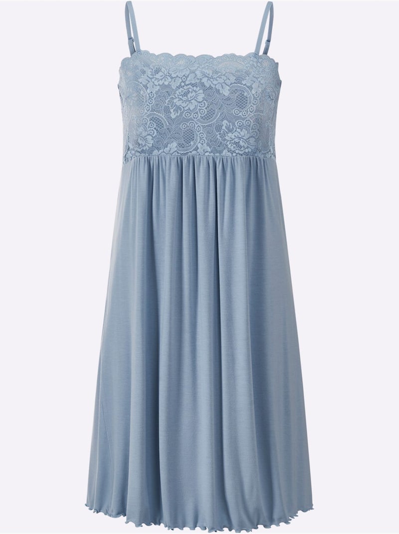 Chemise De Nuit Jersey Fin - Taille Standard - Witt Bleu - Kiabi