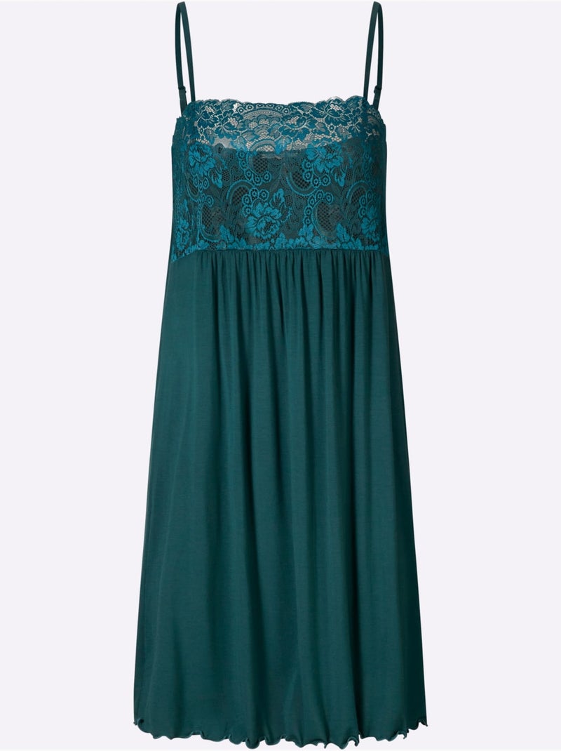 Chemise De Nuit Jersey Fin - Taille Standard - Witt Bleu pétrole - Kiabi