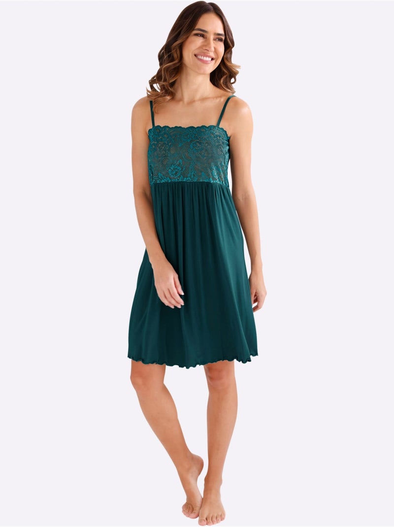 Chemise De Nuit Jersey Fin - Taille Standard - Witt Bleu pétrole - Kiabi