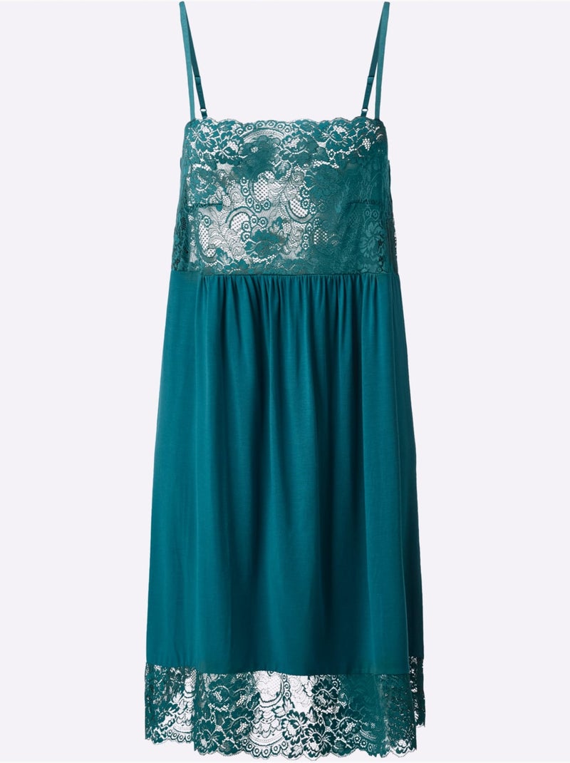 Chemise De Nuit Jersey Fin - Taille Standard - Witt Bleu pétrole - Kiabi