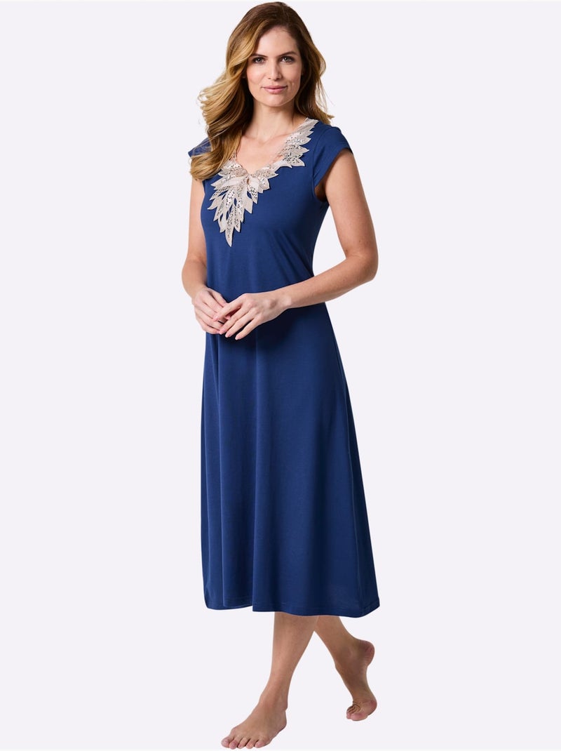 Chemise De Nuit Jersey Fin - Taille Standard - Witt Bleu roi - Kiabi