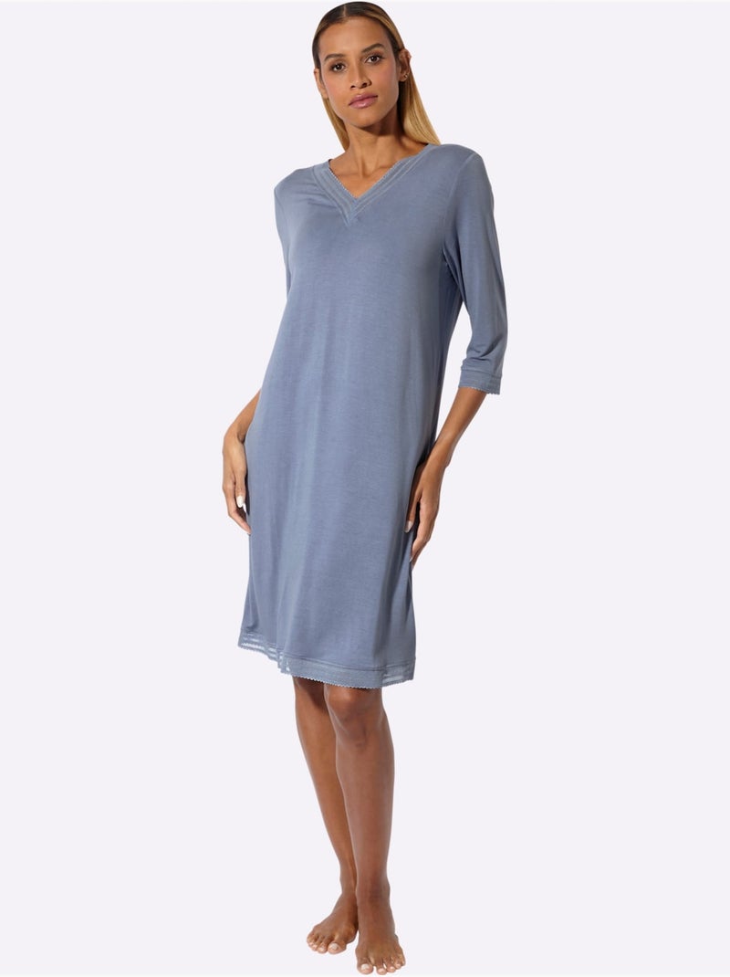 Chemise De Nuit Jersey Fin - Taille Standard - Witt Gris tourterelle - Kiabi