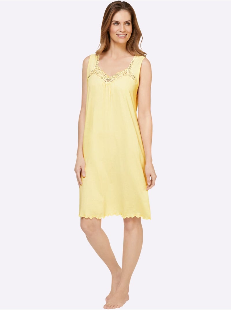 Chemise De Nuit Jersey Fin - Taille Standard - Witt Jaune - Kiabi