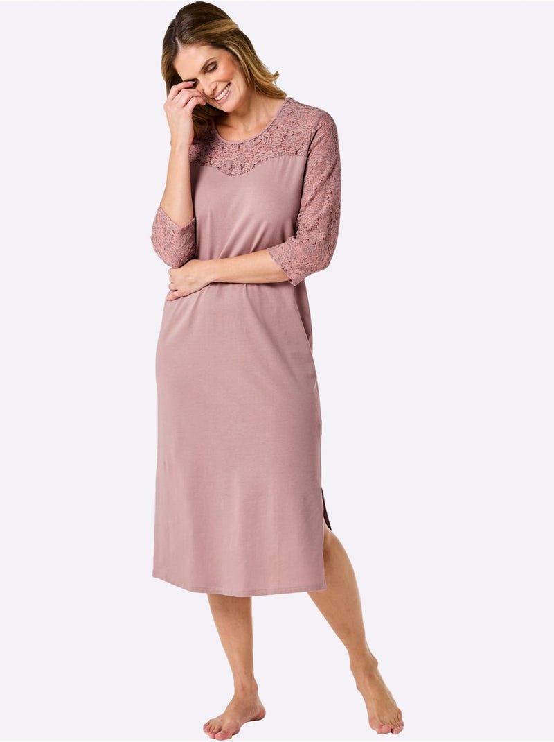 Chemise De Nuit Jersey Fin - Taille Standard - Witt Mauve - Kiabi