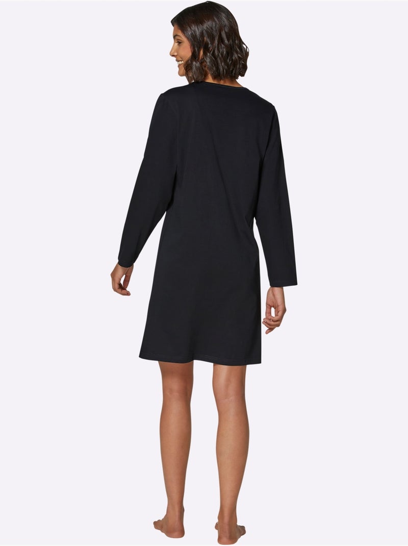 Chemise de nuit jersey fin - taille standard - witt Noir - Kiabi