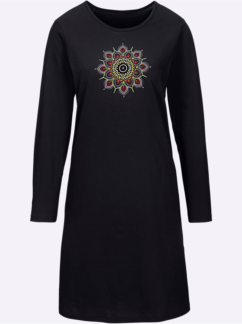 Chemise de nuit jersey fin - taille standard - witt Noir - Kiabi
