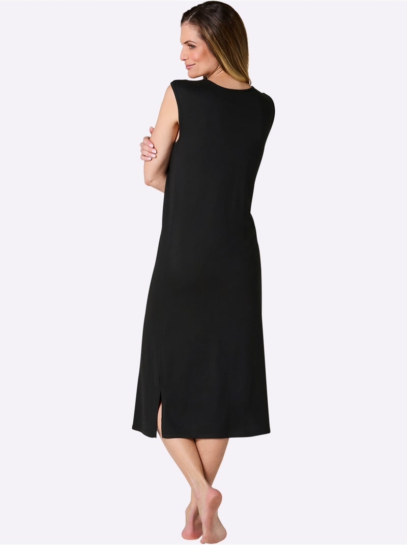 Chemise De Nuit Jersey Fin - Taille Standard - Witt Noir - Kiabi