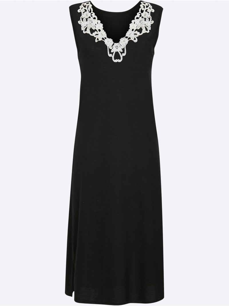 Chemise De Nuit Jersey Fin - Taille Standard - Witt Noir - Kiabi